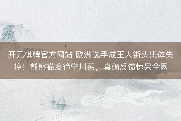 开元棋牌官方网站 欧洲选手成王人街头集体失控！戴熊猫发箍学川菜，真确反馈惊呆全网